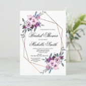 Purple Lavender Floral Geometric Bridal Shower Invitation (Standing Front)