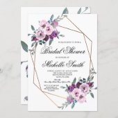 Purple Lavender Floral Geometric Bridal Shower Invitation (Front/Back)
