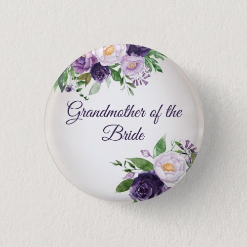 Purple Lavender Floral Greenery Grandmother Bride Button