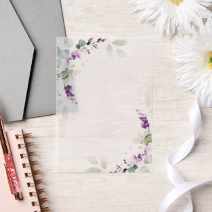 Purple Lavender Floral Greenery Vellum Overlay Vellum Invitations