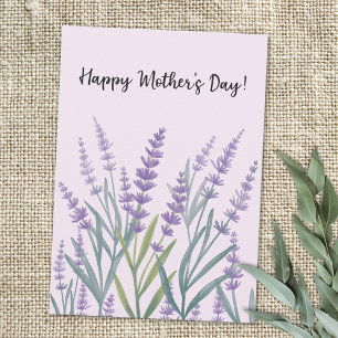 Purple Lavender Floral Happy Mothers Day Holiday Card