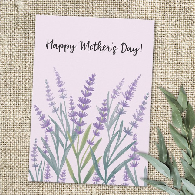 Purple Lavender Floral Happy Mothers Day Holiday Card (In situ)