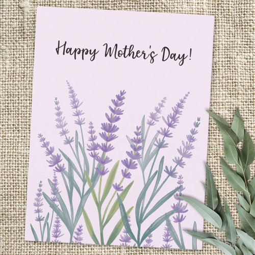 Purple Lavender Floral Happy Mothers Day Holiday Postcard