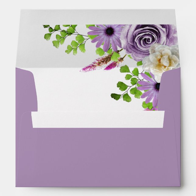 Purple Lavender Floral Lined Envelope (Back (Bottom))