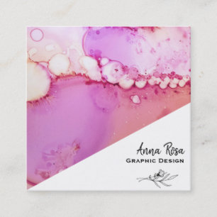 *~* Purple Lavender Floral Marble Abstract Square Business Card