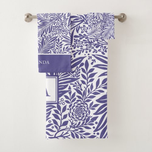 Purple Lavender Floral Monogrammed Bath Towel Set