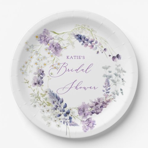 Purple  Lavender Floral Paper Plates