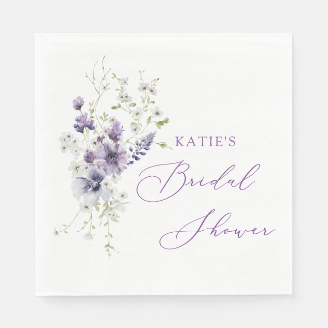 Purple + Lavender Floral Party Napkins (Front)