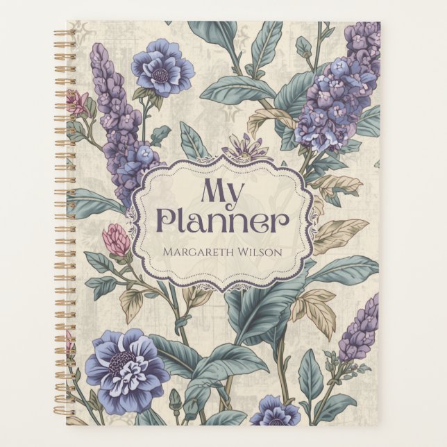 Purple Lavender Floral Planner Student Notebook  (Front)