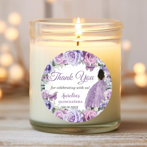 Purple Lavender Floral Quinceaera Brown Princess Classic Round Sticker
