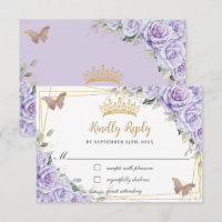 Purple Lavender Floral Quinceañera Butterflies