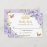 Purple Lavender Floral Quinceañera Butterflies RSVP Card