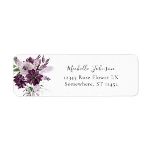 Purple & Lavender Floral Return Address Label