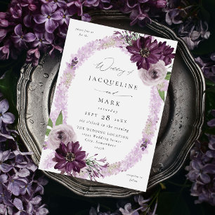 Purple & Lavender Floral Ring Wedding V2 Invitation