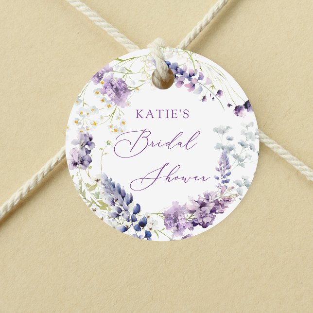 Purple + Lavender Floral Round Favor Tag (Creator Uploaded)