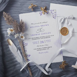 Purple Lavender Floral Rustic Elegant Chic Wedding Invitation