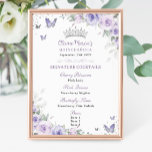 Purple Lavender Floral Silver Quinceañera Bar Menu Poster<br><div class="desc">Personalize this pretty lavender purple floral signature cocktails bar menu sign easily and quickly. Simply click the "Edit Using Design Tools" button to modify the text, wording, font style, font size, and font color. You can also add or remove text, and move or remove images. The butterflies and crown are...</div>