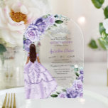 Purple Lavender Floral Silver Quinceañera Sweet 16 Acrylic Invitations<br><div class="desc">This chic Quinceañera / Sweet 16 acrylic arch invitation features watercolor purple lavender roses floral and a girl in a lovely lavender dress. Personalize it with your details easily and quickly, simply press the Edit Using Design Tool button to further re-arrange and format the style and placement of the text....</div>