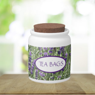 Purple Lavender Floral Tea Bag Jar