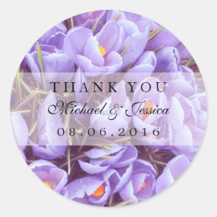 Purple Lavender Floral Thank You Label Stickers