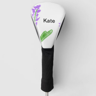 Purple lavender floral watercolor add name text cu golf head cover