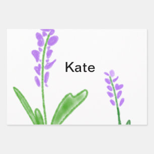 Purple lavender floral watercolor add name text cu wrapping paper sheets