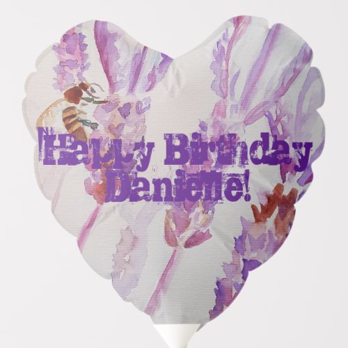 Purple Lavender floral Watercolor Birthday Balloon