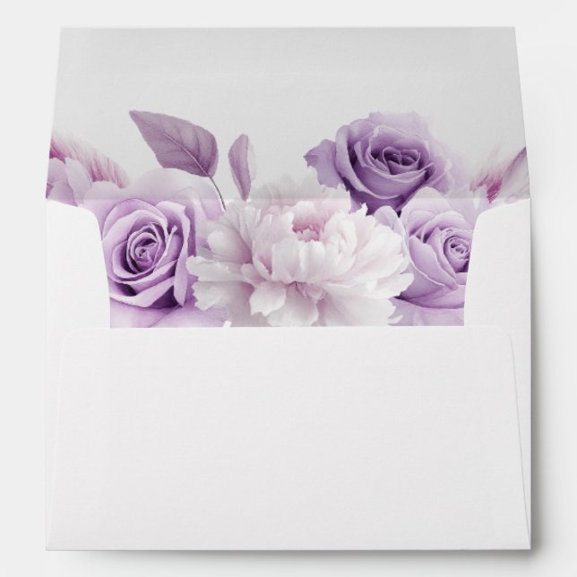 Purple Lavender Floral Wedding Envelope (Back (Bottom))
