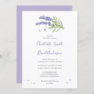 Purple Lavender Floral Wedding Invitation
