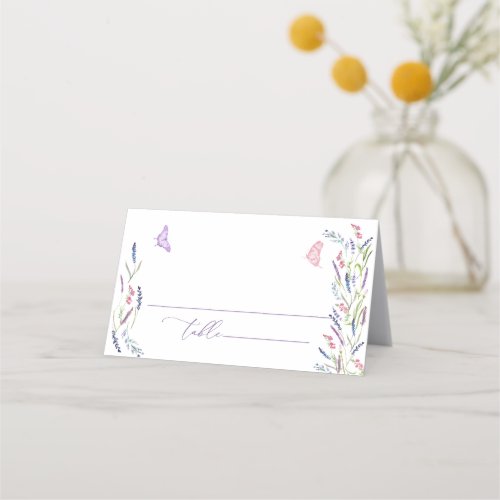 Purple Lavender Floral Wedding Place Card