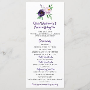 Purple & Lavender Floral Wedding Program