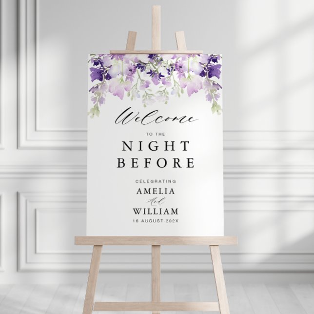 purple lavender floral wedding rehearsal sign (Creator Uploaded)