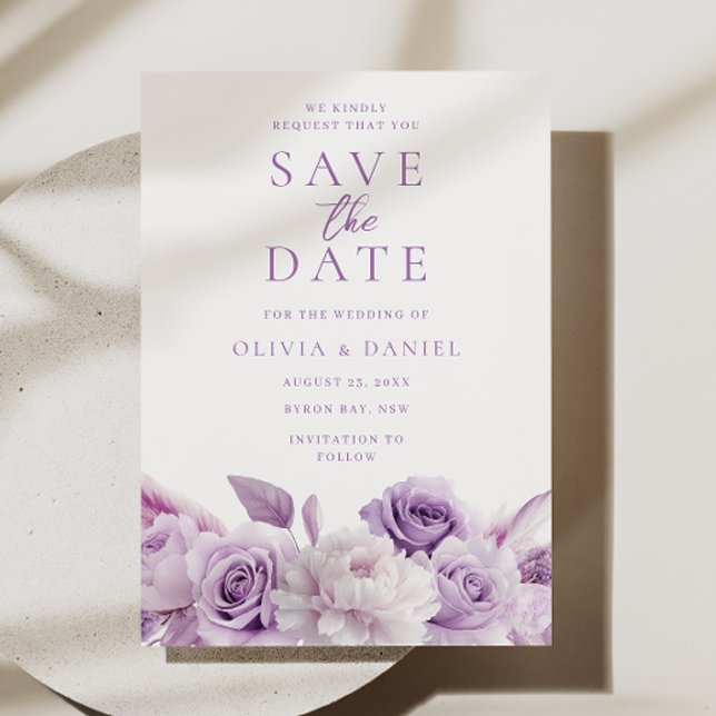 Purple Lavender Floral Wedding Save The Date (Creator Uploaded)