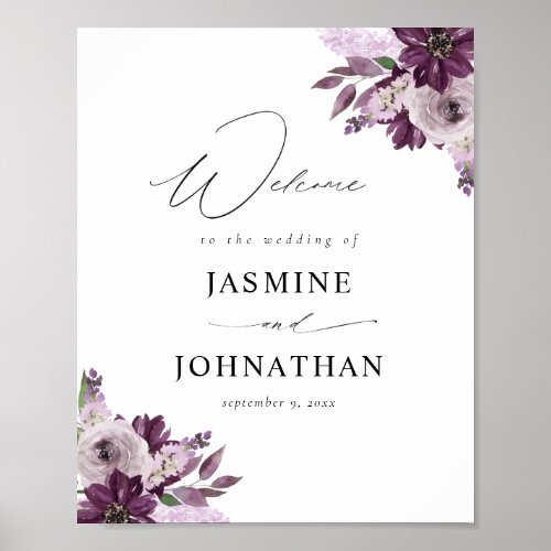 Purple  Lavender Floral Welcome Sign 2