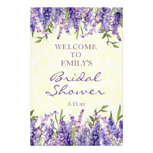 Purple Lavender Floral Yellow Bridal Shower Photo Print
