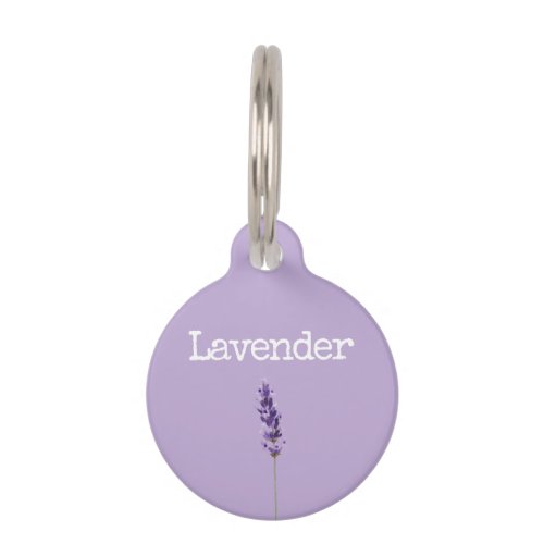Purple Lavender Flower Pet ID Tag