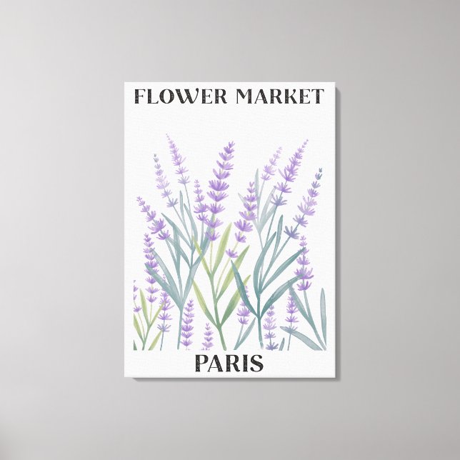 Purple Lavender Flower Watercolor Floral Canvas Print (Front)