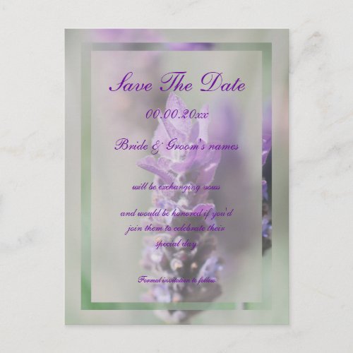 Purple lavender flower wedding  Personalize Announcement Postcard