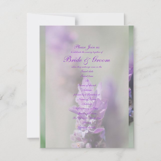 Purple lavender flower wedding | Personalize Invitation (Front)