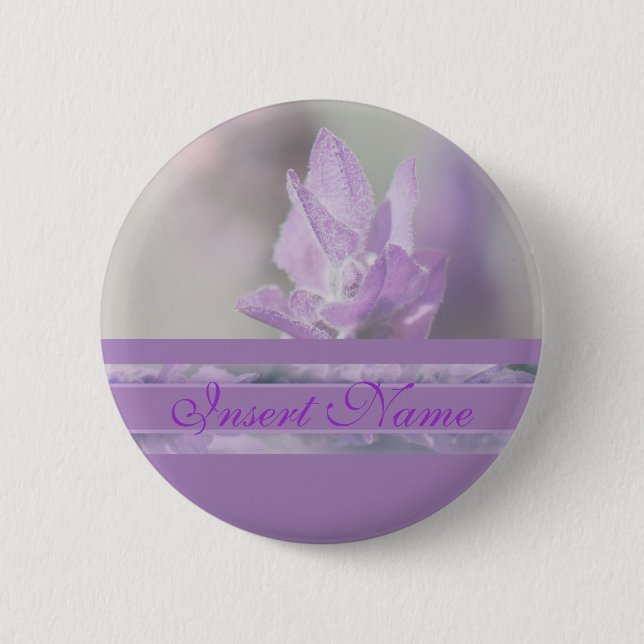 Purple lavender flower wedding | Personalize Pinback Button (Front)