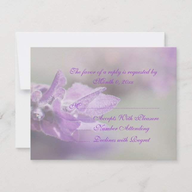 Purple lavender flower wedding | Personalize RSVP Card (Front)