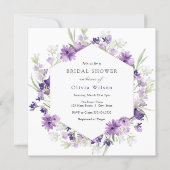 Purple Lavender Flowers Bridal Shower Invitation (Front)