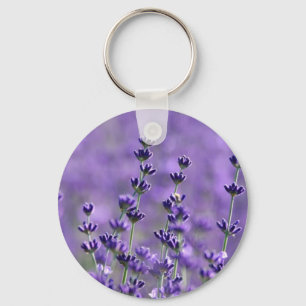Purple Lavender Flowers Floral Keychain