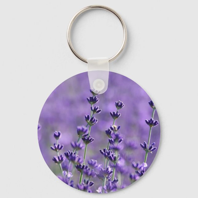 Purple Lavender Flowers Floral Keychain (Front)