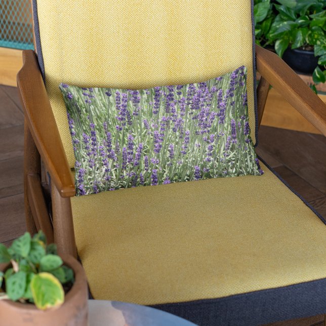 Purple Lavender Flowers Floral Outdoor Pillow (In Situ Chair)