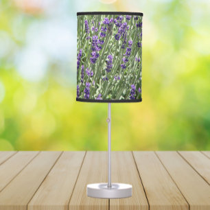 Purple Lavender Flowers Floral Table Lamp
