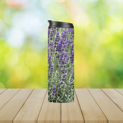 Purple Lavender Flowers Floral Thermal Tumbler