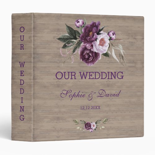 Purple Lavender Flowers Old Barn Wedding Album 3 Ring Binder