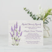 Purple lavender flowers on wood Bridal Shower Invitation (Standing Front)