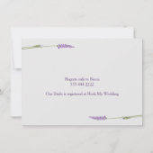 Purple lavender flowers on wood Bridal Shower Invitation (Back)